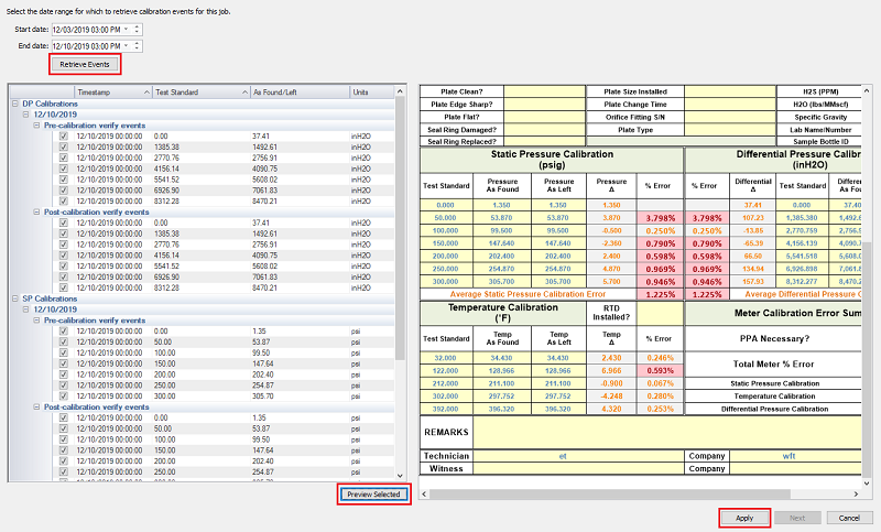 Review calibration events